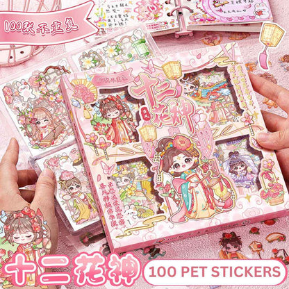 Kawaii Cherry Blossom Stickers - 100 Sheets of Cute Cartoon Decorative Labels for Scrapbooking and Crafts - Needsly