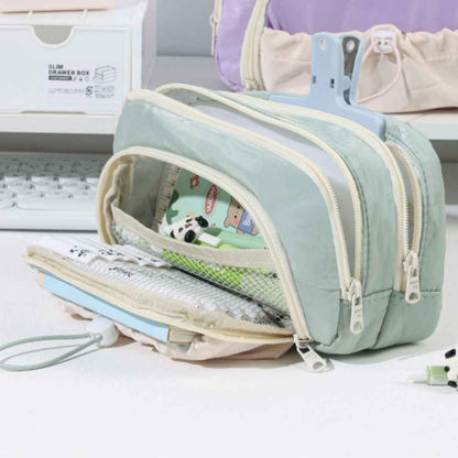 Pencil Case Stationery Items for Girls and Boys, Pen Pencil Pouch for School College and Office, Organize Makeup Cosmetic, Aesthetic Cute Stationary Box (Green) - Needsly