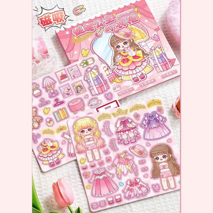 Princess Nini's Magnetic Wardrobe Reusable Magnetic Dress-Up Book for Girls with Cute Outfits, Accessory Stickers & Foldable Scene Room - Needsly