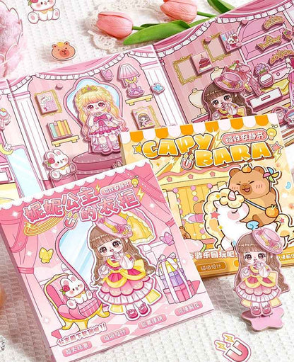 Princess Nini's Magnetic Wardrobe Reusable Magnetic Dress-Up Book for Girls with Cute Outfits, Accessory Stickers & Foldable Scene Room - Needsly