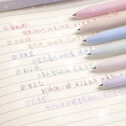 6 Colours Retractable Gel Pens with 6 Refills 0.5 mm Aesthetic Gel Pen Pastel Ballpoint Pen for Writech Drawing for Girls, School & Office Use (Cute Candy) - Needsly