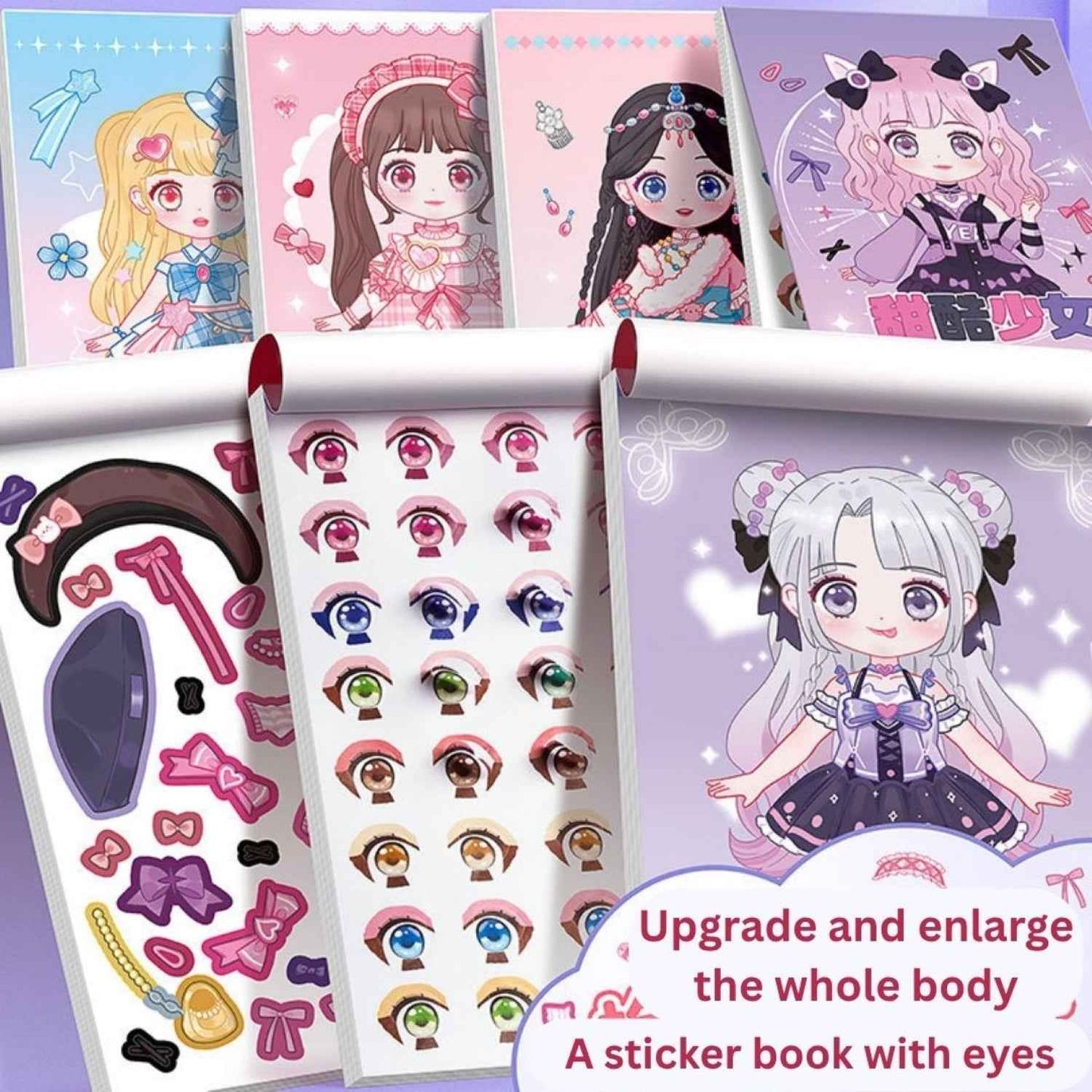 Cute Cartoon Princess Dress-Up Sticker Book | Change Makeup & Outfit Stickers for Kids (Pack of 6) - Needsly