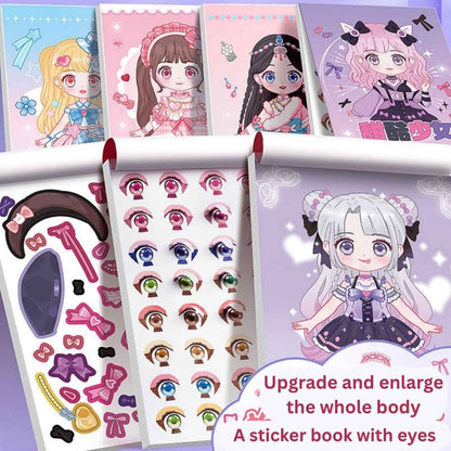 Cute Cartoon Princess Dress-Up Sticker Book | Change Makeup & Outfit Stickers for Kids (Pack of 6) - Needsly