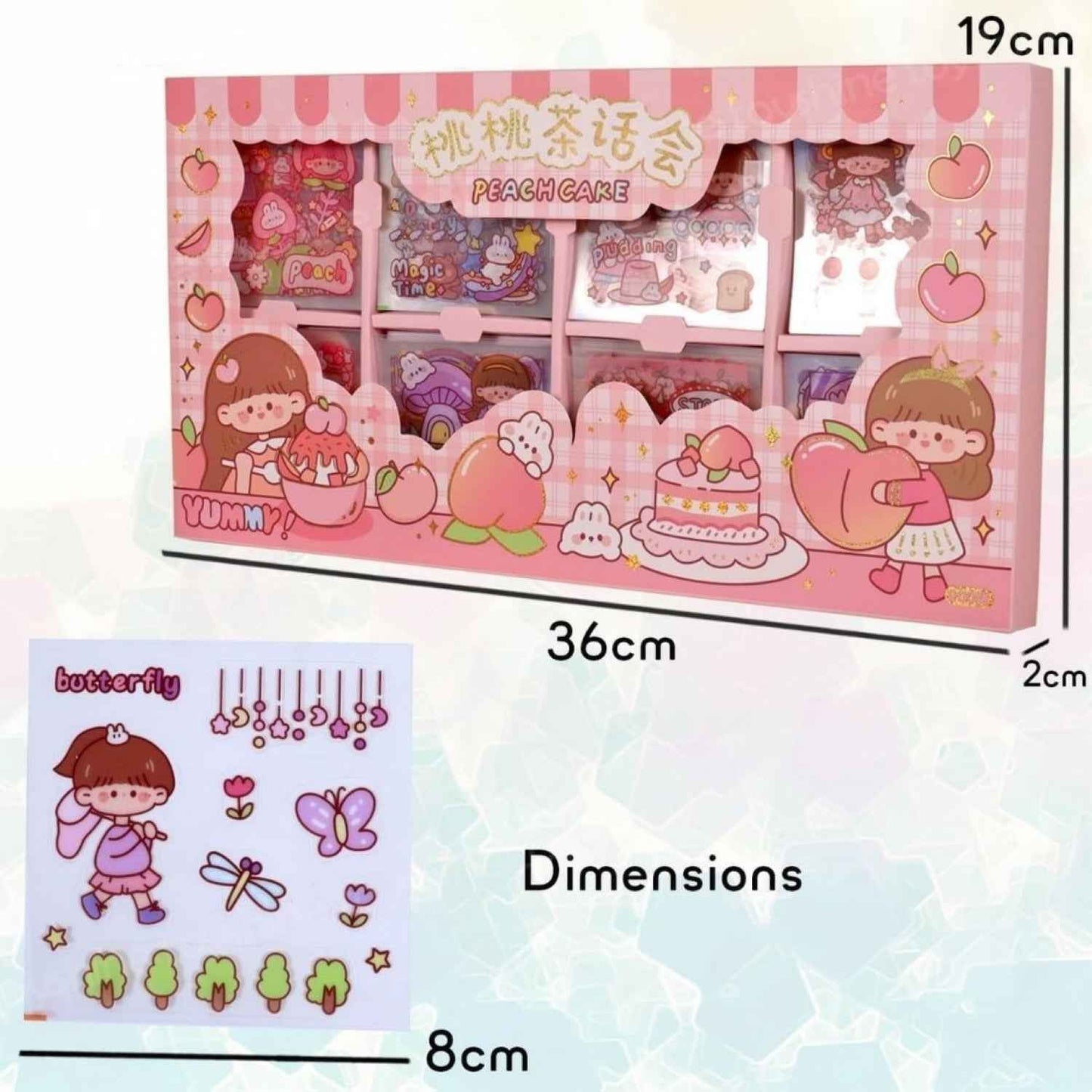 Cute Girl Theme Kawaii Stickers - 200 Sheets Cute Washi Stickers for Scrapbooking, Journaling, DIY Crafts & Gifts (Peach Cake) - Needsly