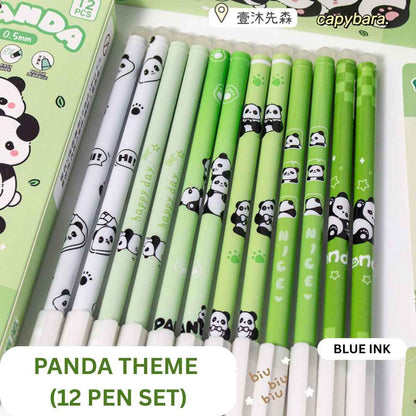 12 Pcs |0.5mm Fine Tip Panda Erasable Gel Pens | Cute Panda Design | Smooth Writing | Blue Ink | Ideal for Kids, Students & Gifting Women Girls Boys Office School Supplies (Panda-Blue Ink) - Needsly