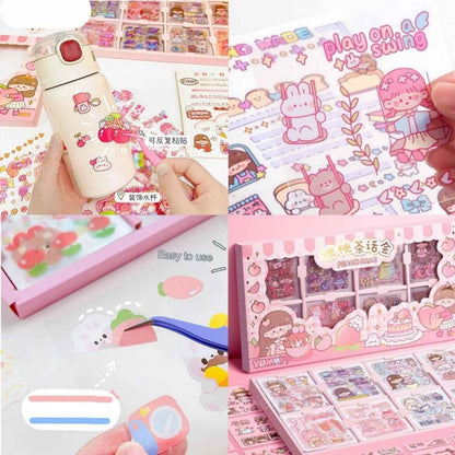 Cute Girl Theme Kawaii Stickers - 200 Sheets Cute Washi Stickers for Scrapbooking, Journaling, DIY Crafts & Gifts (Peach Cake) - Needsly