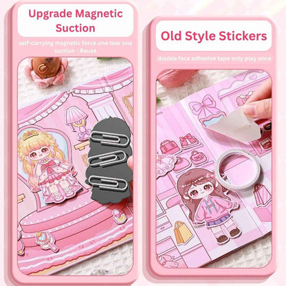Princess Nini's Magnetic Wardrobe Reusable Magnetic Dress-Up Book for Girls with Cute Outfits, Accessory Stickers & Foldable Scene Room - Needsly