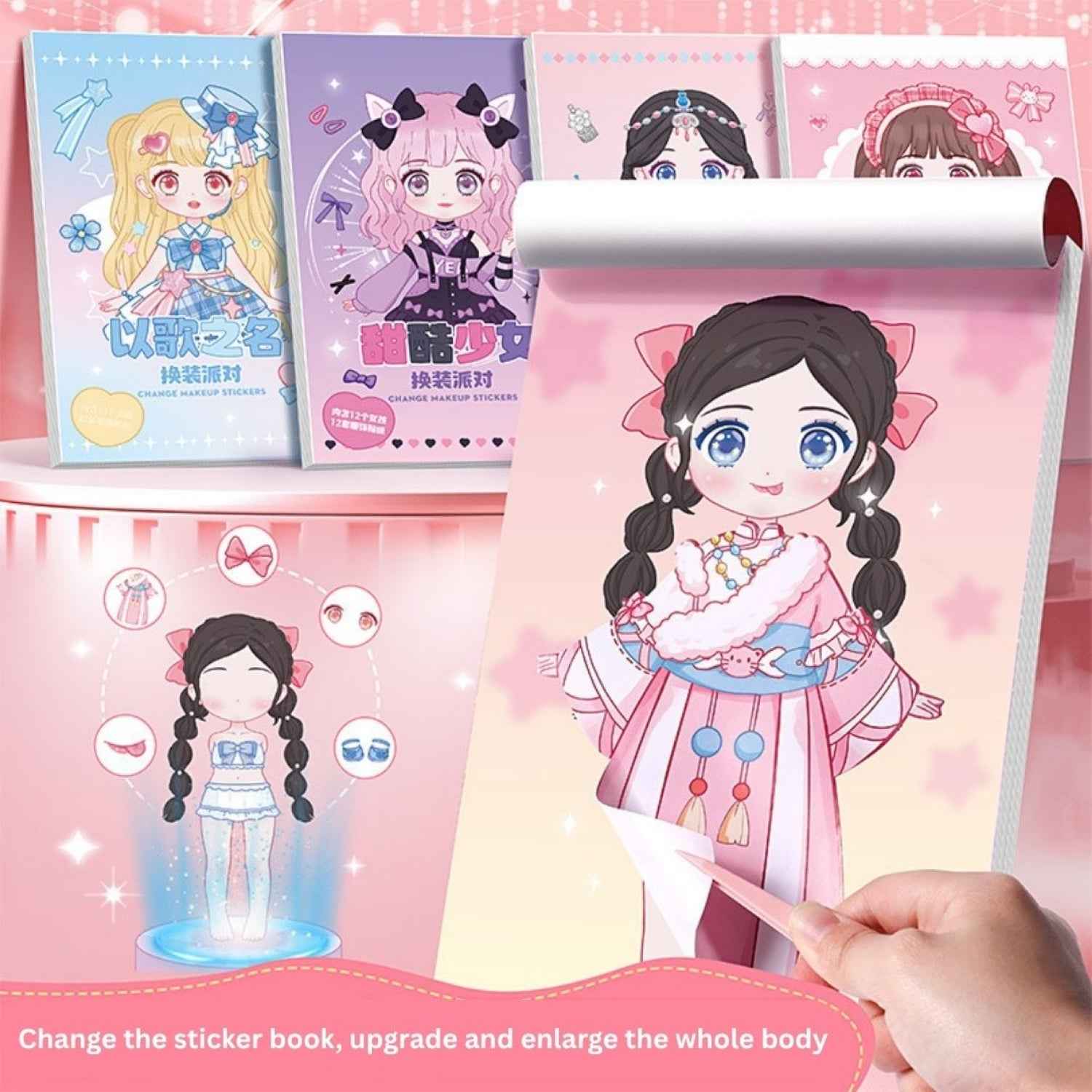 Cute Cartoon Princess Dress-Up Sticker Book | Change Makeup & Outfit Stickers for Kids (Pack of 6) - Needsly