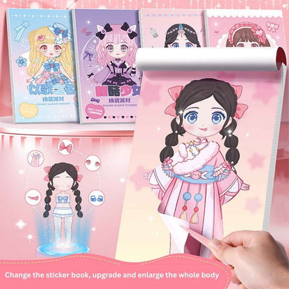 Cute Cartoon Princess Dress-Up Sticker Book | Change Makeup & Outfit Stickers for Kids (Pack of 6) - Needsly