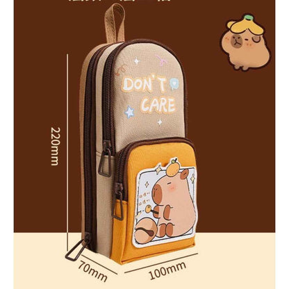 Large Capacity Multipurpose Pencil Case for Kids | Stylish Zipper Pouch & Stationery Organizer | Ideal Pencil Box for Boys, Girls & Students | 3 Layer Pencil Pouch (CAPYBARRA Theme Style) - Needsly