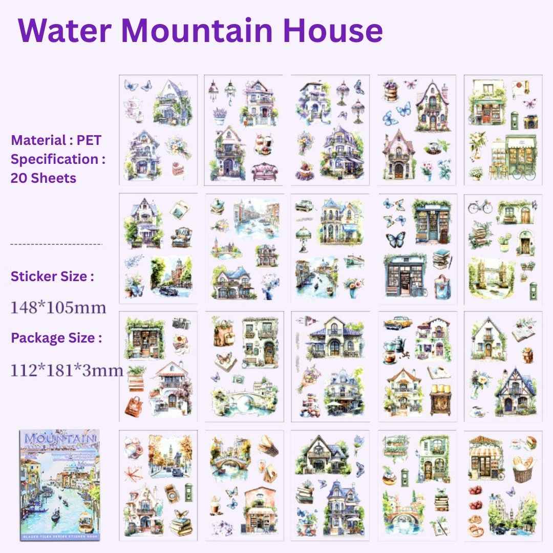 20 Sheets Aesthetic Landscape & Window View Stickers | Waterproof Scrapbook & Journal Stickers & PET Self-Adhesive Scrapbooking, DIY Craft Stickers for Girls - Needsly