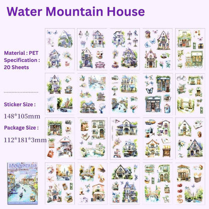 20 Sheets Aesthetic Landscape & Window View Stickers | Waterproof Scrapbook & Journal Stickers & PET Self-Adhesive Scrapbooking, DIY Craft Stickers for Girls - Needsly