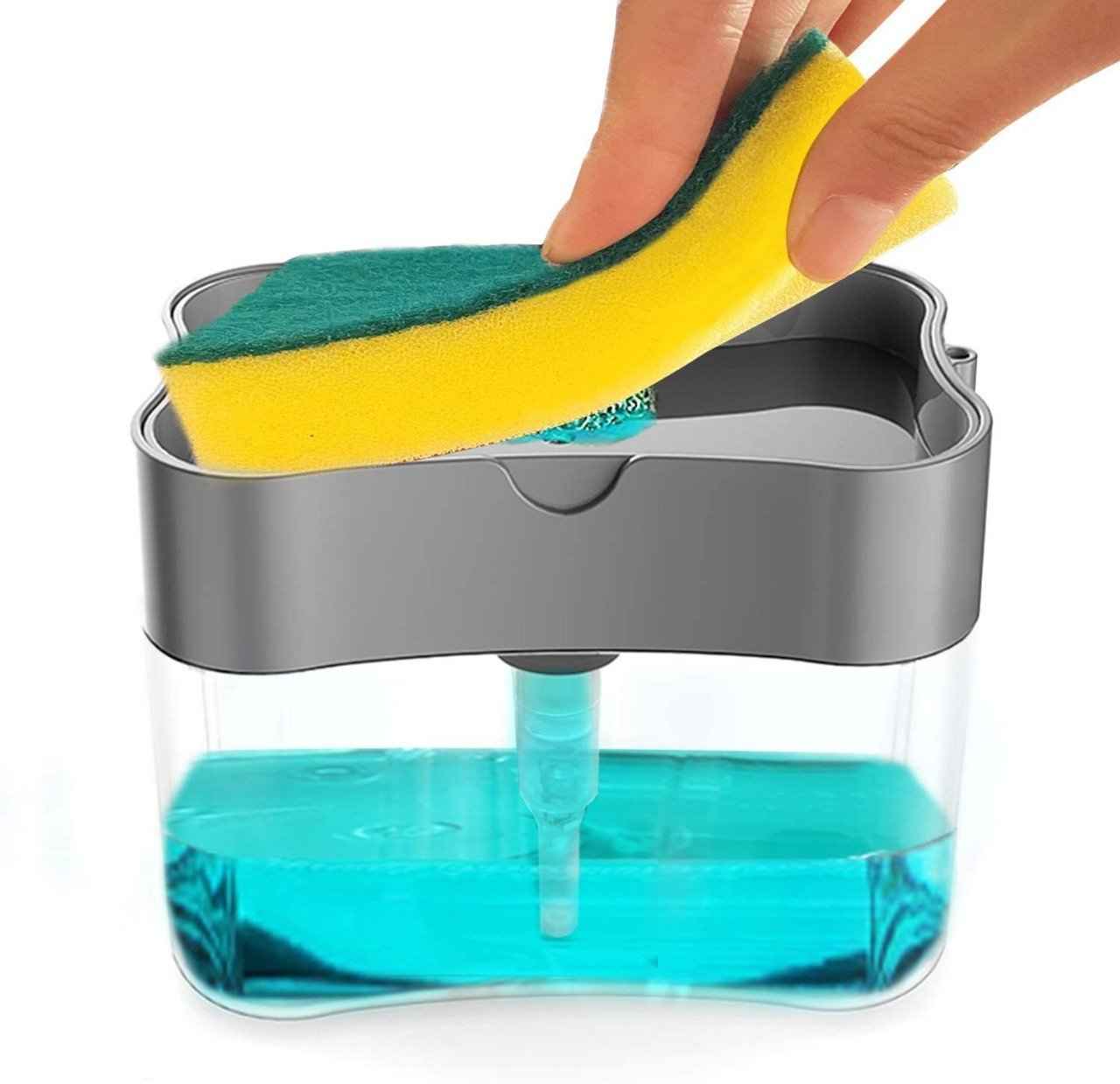 Dish Soap Dispenser with Sponge Holder for Kitchen Sink - Needsly