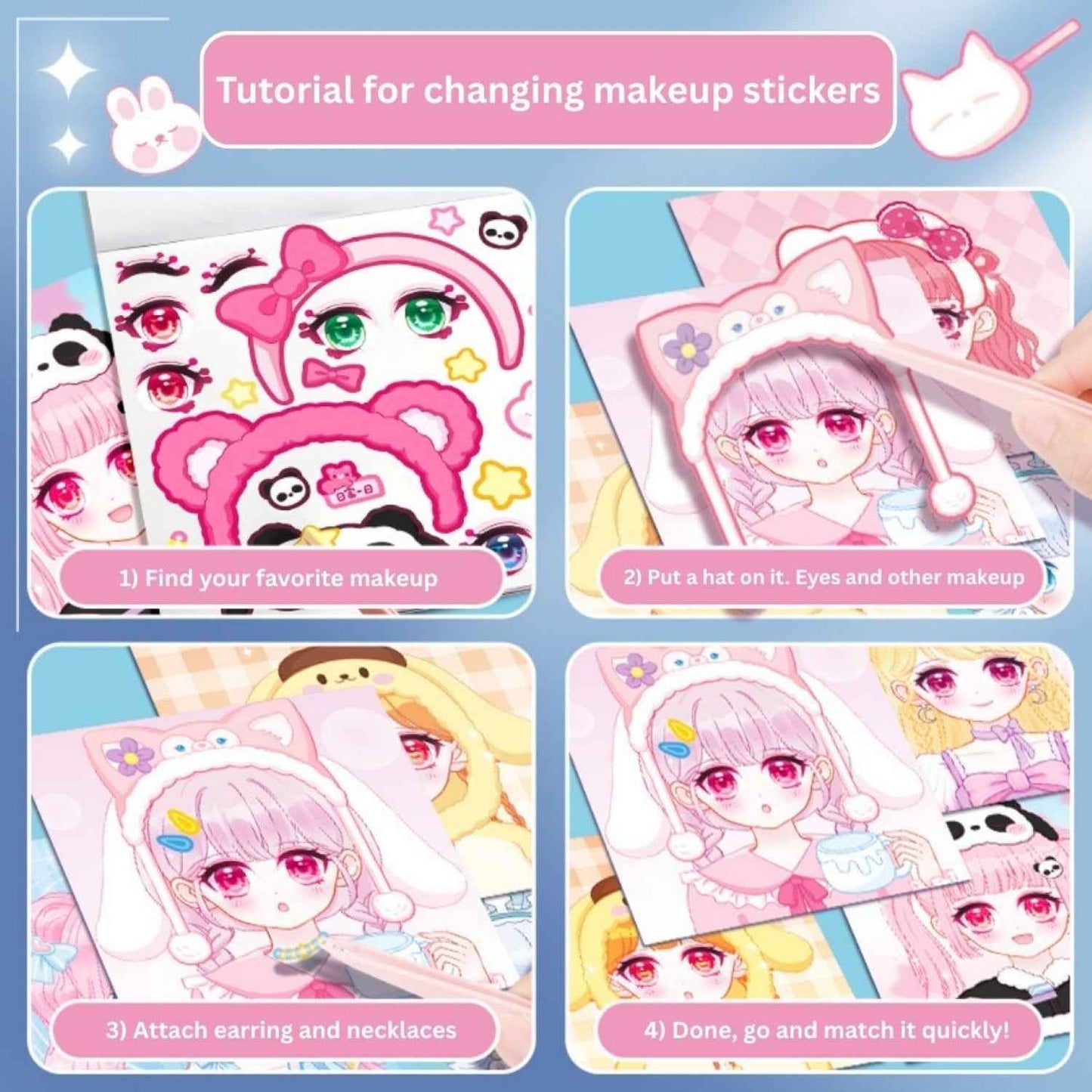 2Pcs DIY Face Stickers Make A Face Sticker Book for Kids Fans Ages 3+ Girls Style | Scrapbooking & Paper Crafts | | Scrapbooking Stickers - Needsly