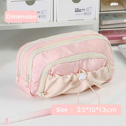 Pencil Case Stationery Items for Girls and Boys, Pen Pencil Pouch for School College and Office, Organize Makeup Cosmetic, Aesthetic Cute Stationary Box Pink - Needsly