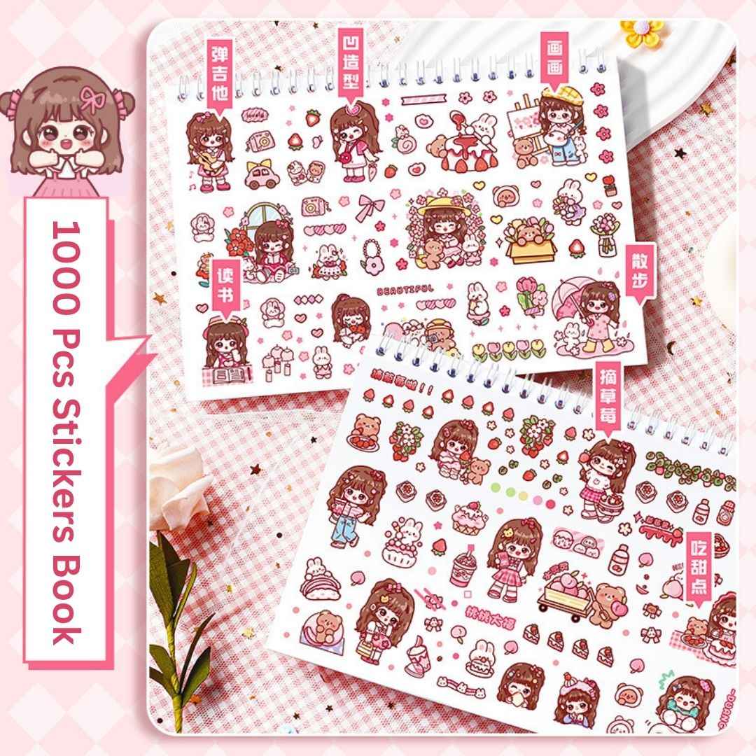 Princess Sticker Book - Activity and Scrapbook Set with Cartoon Girls Stickers for Wall Art, Greeting Cards, Laptop, and Phone Cases (20 Sheets/Over 1000 Stickers) - Needsly