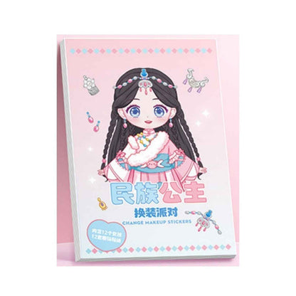 Cute Cartoon Princess Dress-Up Sticker Book | Change Makeup & Outfit Stickers for Kids (Pack of 6) - Needsly