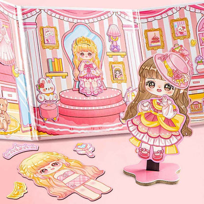 Princess Nini's Magnetic Wardrobe Reusable Magnetic Dress-Up Book for Girls with Cute Outfits, Accessory Stickers & Foldable Scene Room - Needsly