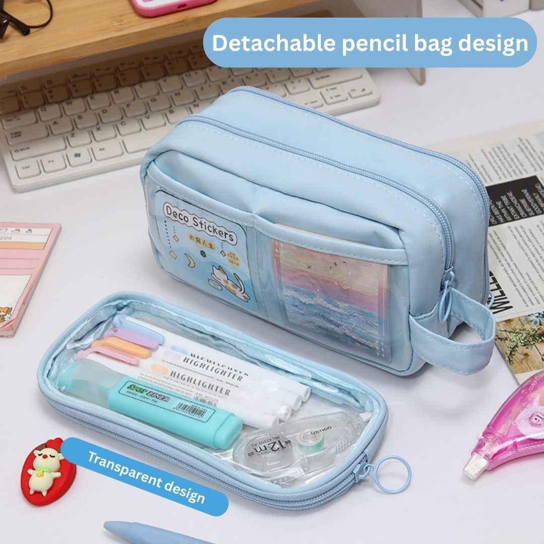 Pencil Box Pouch for School Kids Girls & Boys Aesthetic | Multi-Purpose Pencil Case - Portable Stationery Organizer for Pens, Markers & Beauty Essentials - Ideal for Office Desk Storage - Needsly