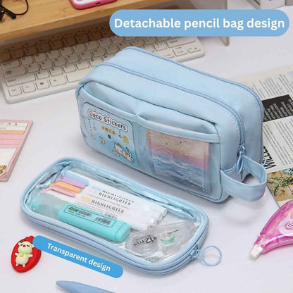 Pencil Box Pouch for School Kids Girls & Boys Aesthetic | Multi-Purpose Pencil Case - Portable Stationery Organizer for Pens, Markers & Beauty Essentials - Ideal for Office Desk Storage - Needsly