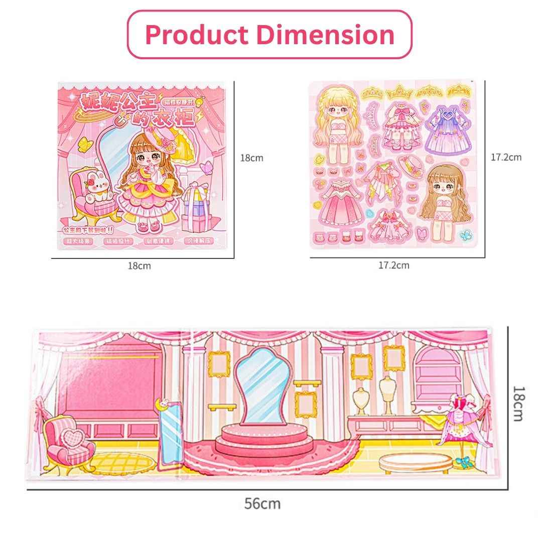 Princess Nini's Magnetic Wardrobe Reusable Magnetic Dress-Up Book for Girls with Cute Outfits, Accessory Stickers & Foldable Scene Room - Needsly