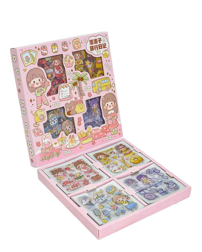 Kawaii Self Adhesive Floor Stickers -100 Sheets Cute Washi for Project, Japanese Style Girls Sticker Set, Scrapbooking, DIY Arts Crafts (Assorted Design) 18 x 18 x 2 cms, PVC. - Needsly