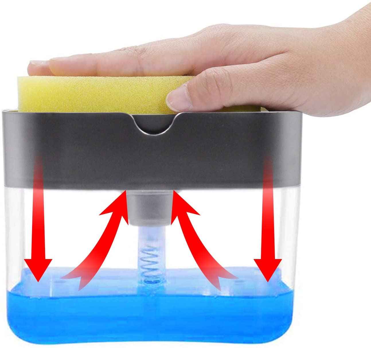 Dish Soap Dispenser with Sponge Holder for Kitchen Sink - Needsly