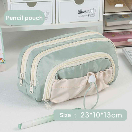 Pencil Case Stationery Items for Girls and Boys, Pen Pencil Pouch for School College and Office, Organize Makeup Cosmetic, Aesthetic Cute Stationary Box (Green) - Needsly