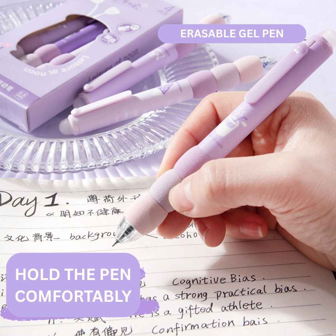 4 Pcs Cute Gel Pens - Aesthetic Retractable Blue Ink Pens with Cartoon Soft Grip for Kawaii Office & School Supplies - Needsly
