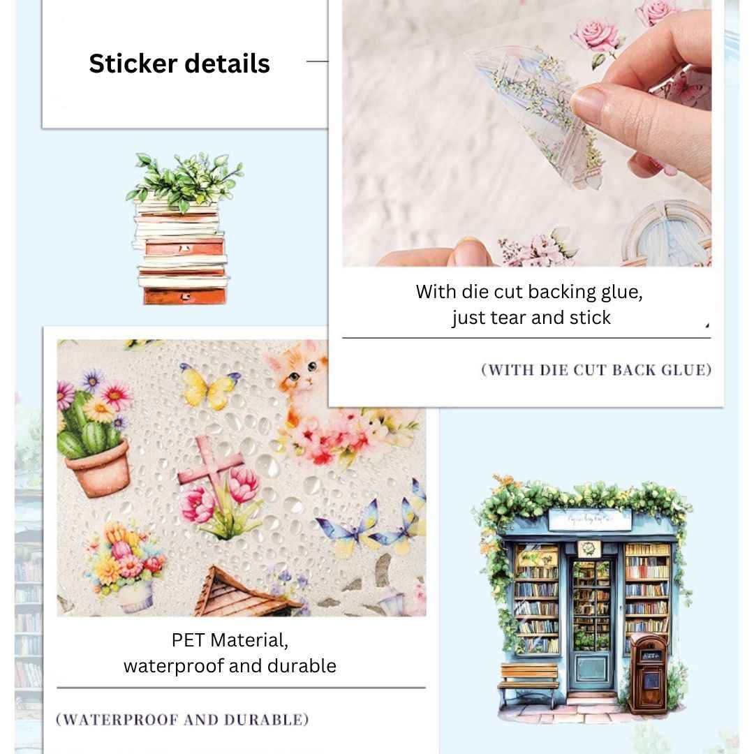 20 Sheets Aesthetic Landscape & Window View Stickers | Waterproof Scrapbook & Journal Stickers & PET Self-Adhesive Scrapbooking, DIY Craft Stickers for Girls - Needsly
