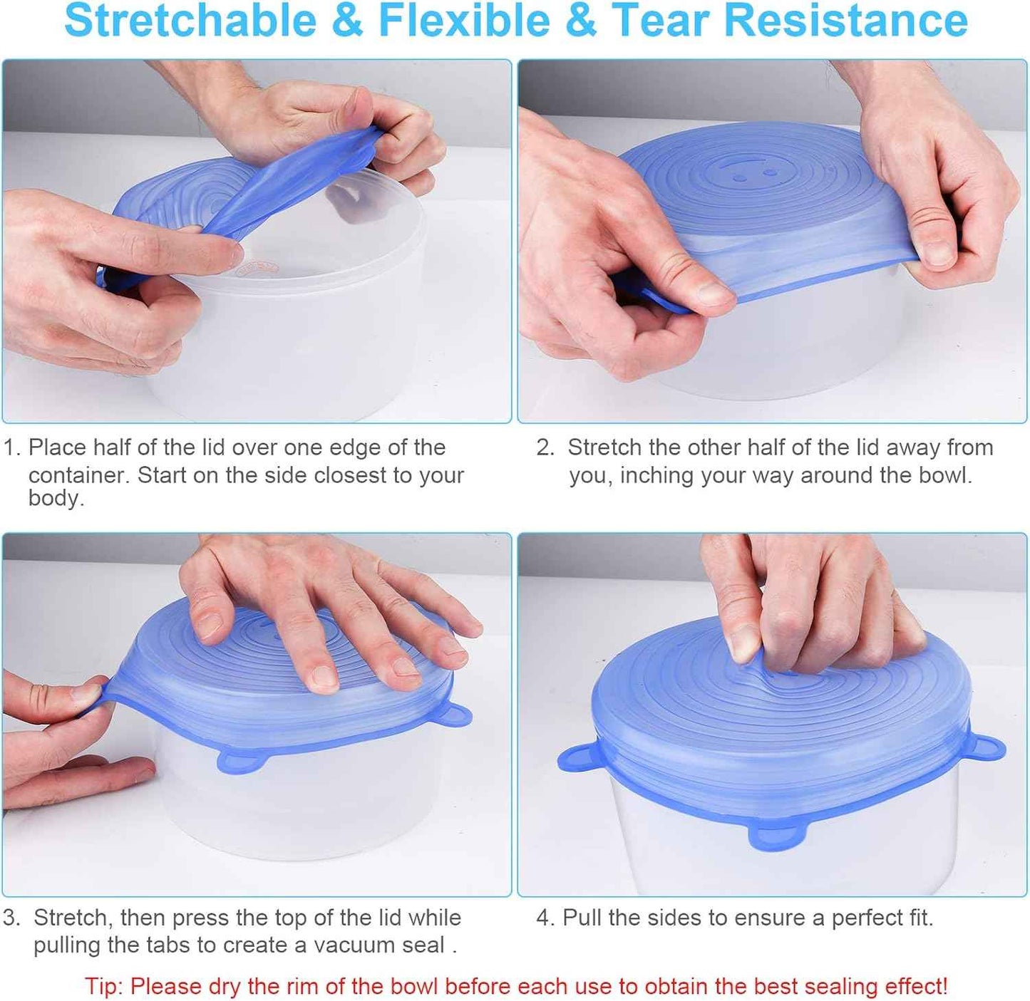 2118 Reusable Premium Silicone Stretch and Seal Lids 6PCS - Needsly