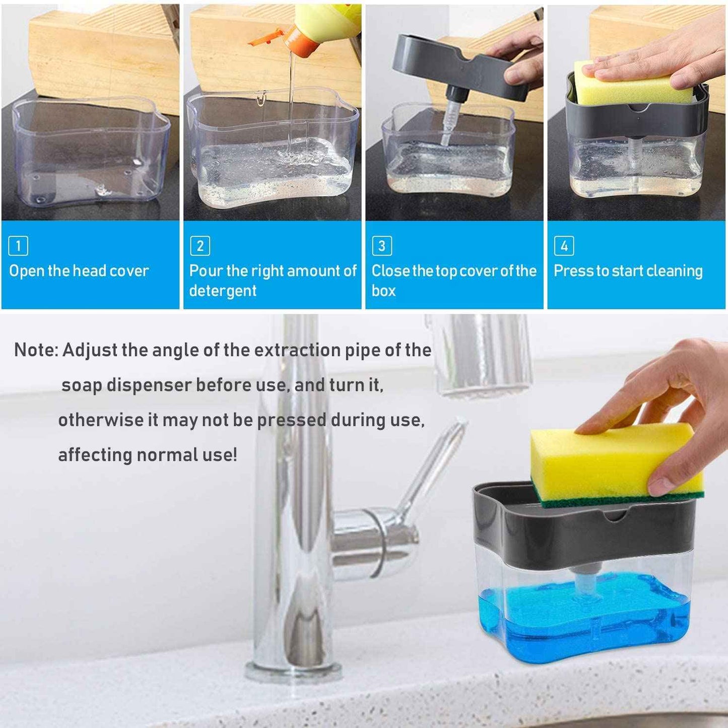 Dish Soap Dispenser with Sponge Holder for Kitchen Sink - Needsly