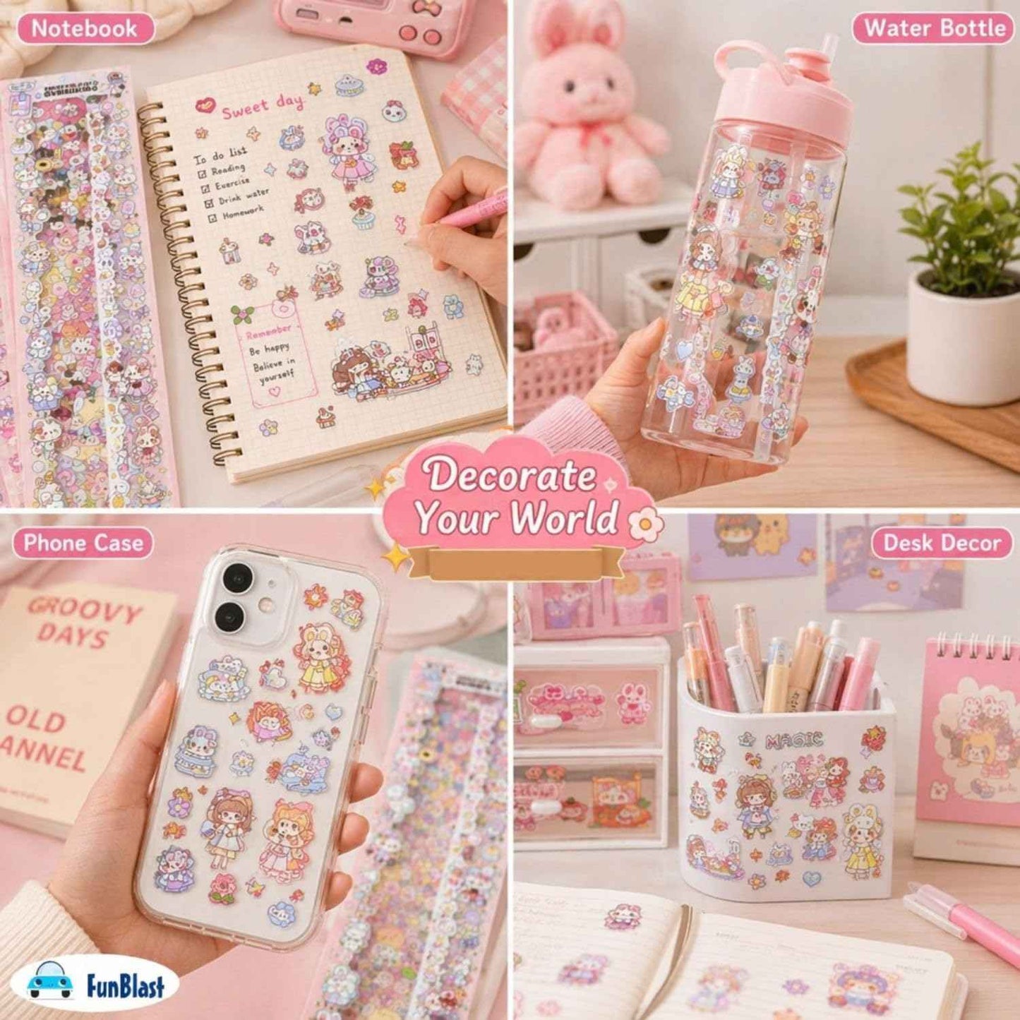 Kawaii Sticker Sheet of 20 Cute Designs for Scrapbooking and Crafting - Needsly