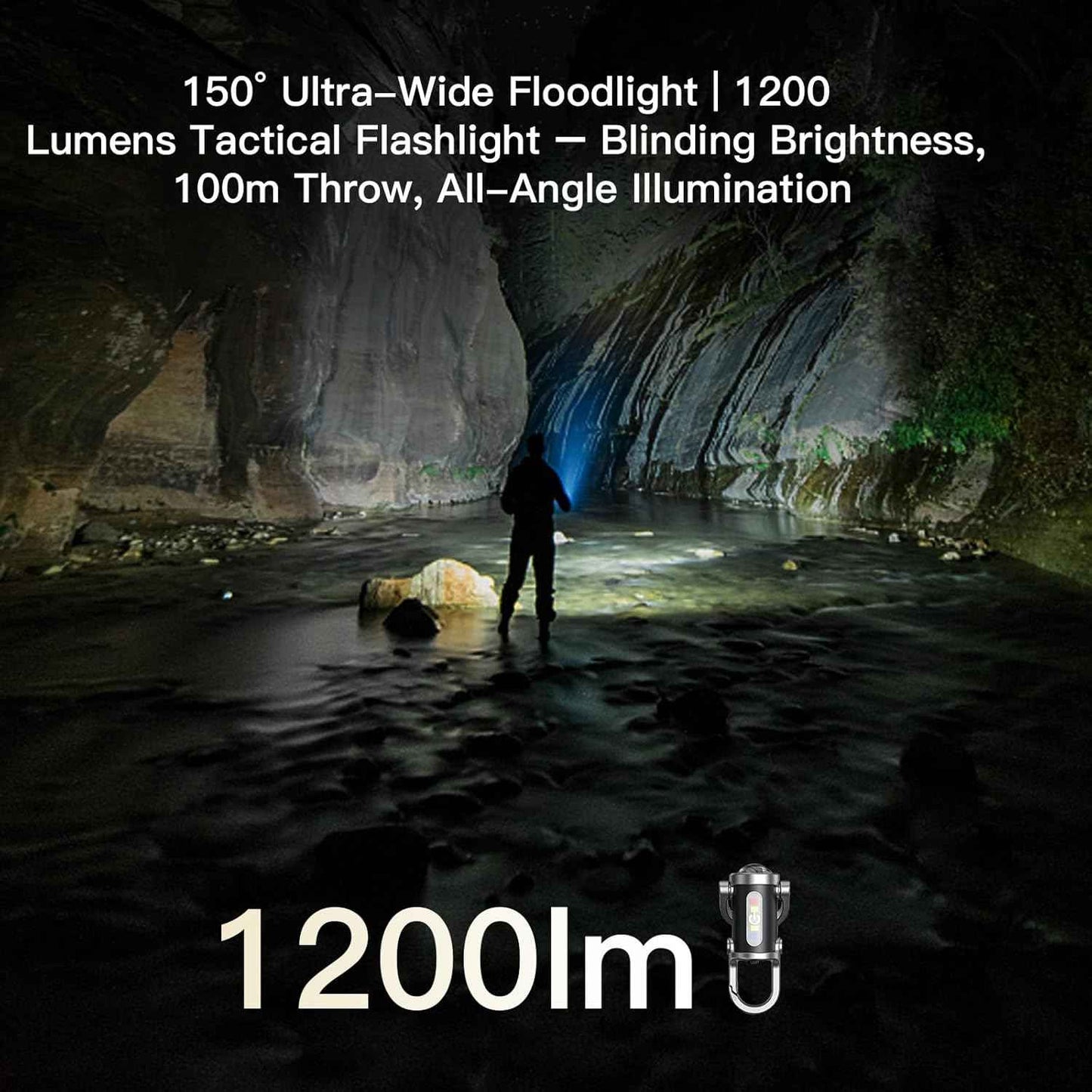1200LM Super Bright Mini Keyring Torch