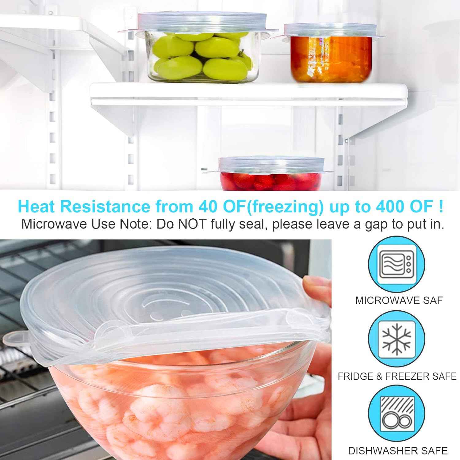2118 Reusable Premium Silicone Stretch and Seal Lids 6PCS - Needsly