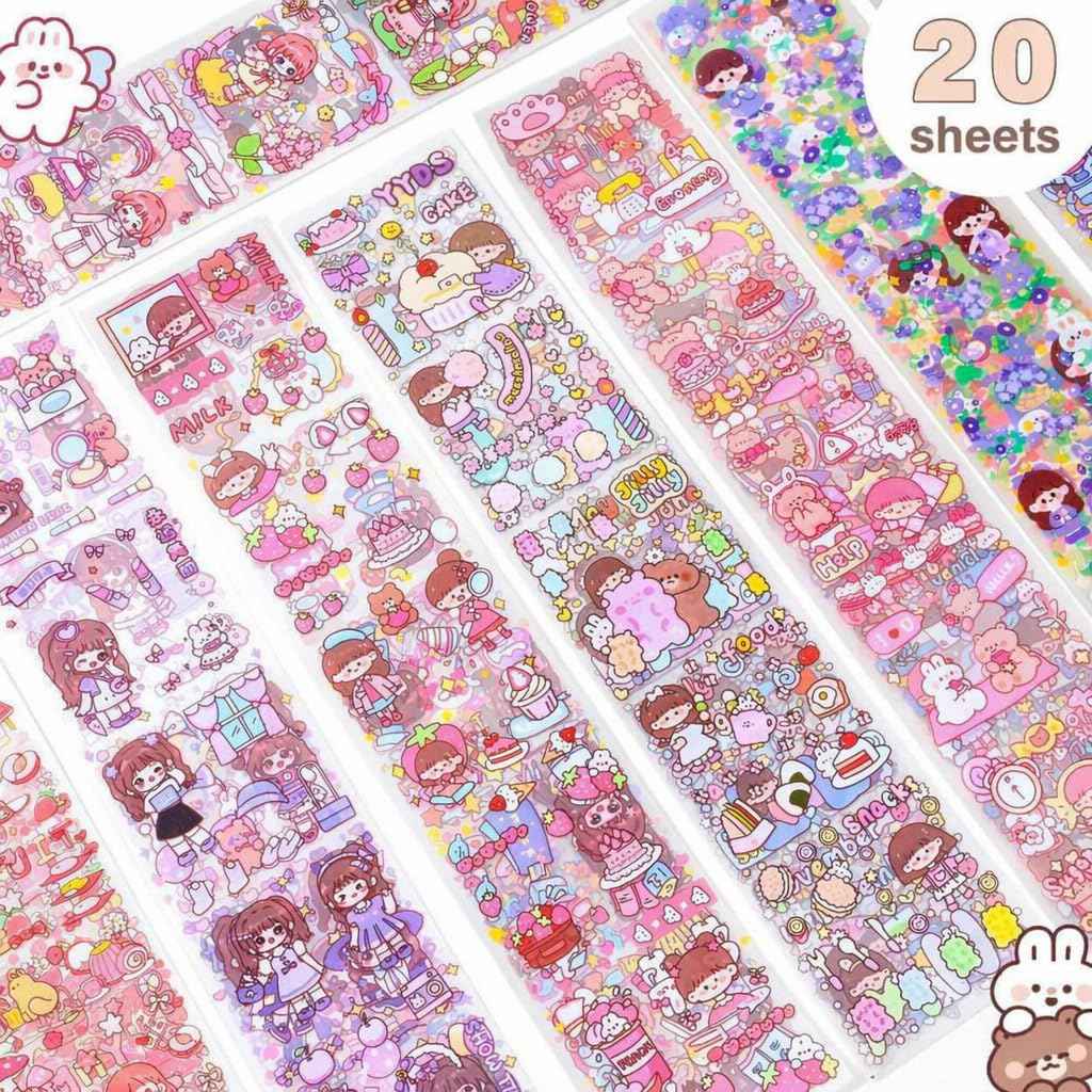 Kawaii Sticker Sheet of 20 Cute Designs for Scrapbooking and Crafting - Needsly