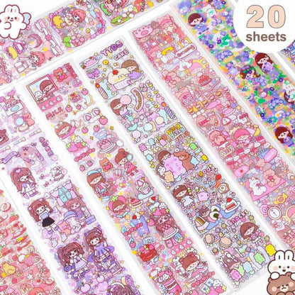 Kawaii Sticker Sheet of 20 Cute Designs for Scrapbooking and Crafting - Needsly