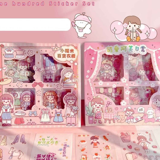 Kawaii Self Adhesive Floor Stickers -100 Sheets Cute Washi for Project, Japanese Style Girls Sticker Set, Scrapbooking, DIY Arts Crafts (Assorted Design) 18 x 18 x 2 cms, PVC. - Needsly