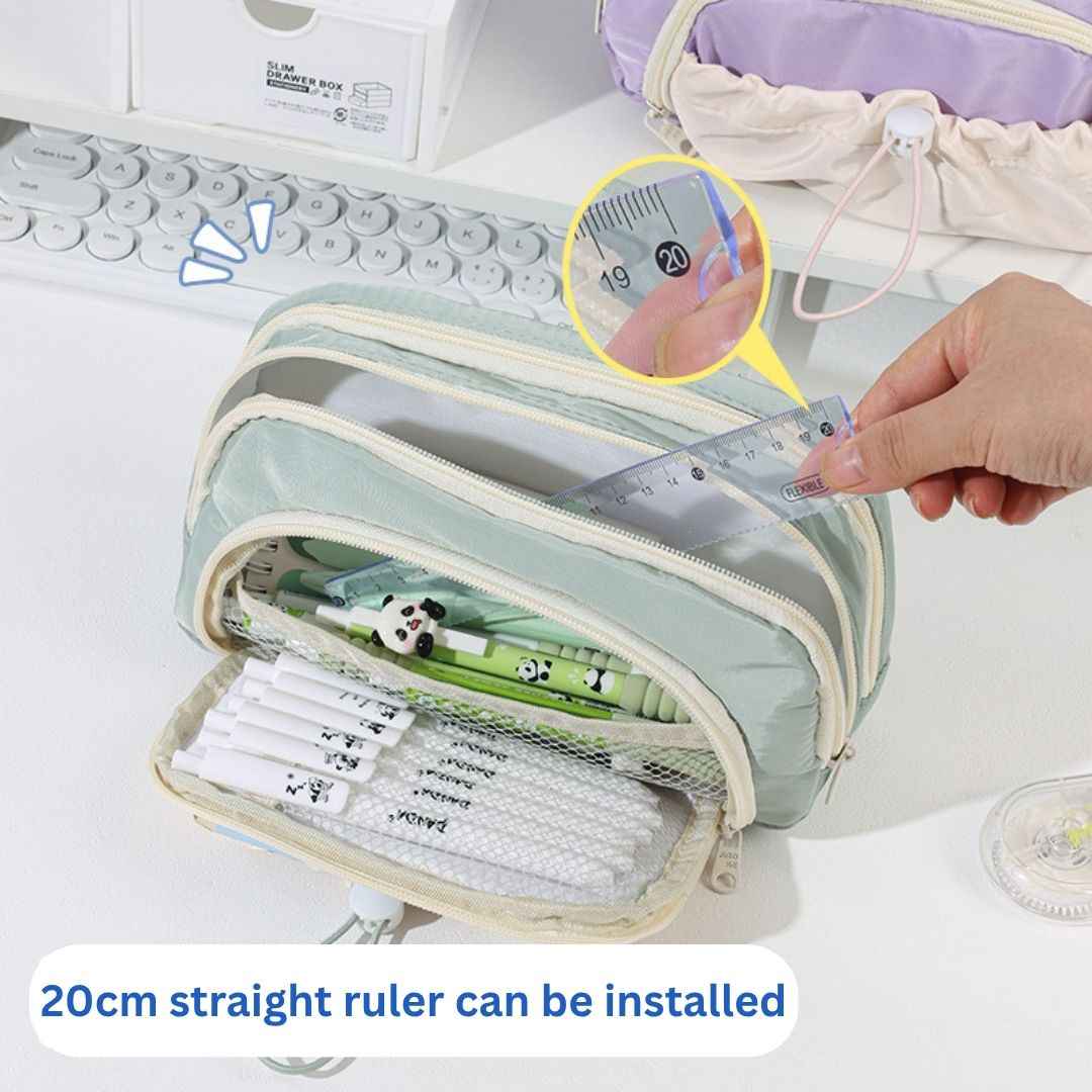 Pencil Case Stationery Items for Girls and Boys, Pen Pencil Pouch for School College and Office, Organize Makeup Cosmetic, Aesthetic Cute Stationary Box (Green) - Needsly