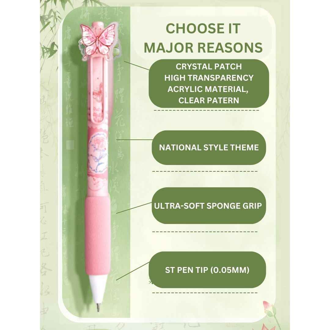 Rose Theme Gel Pen Set, Smooth Writing Pens with Cute Floral Designs (Pack of 4) for Girls, School & Office Use (4pcs Rose Pen set) - Needsly
