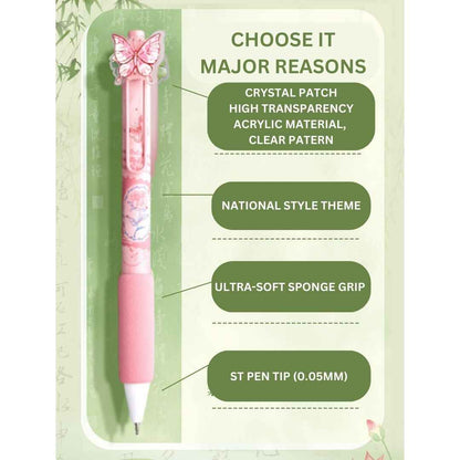Rose Theme Gel Pen Set, Smooth Writing Pens with Cute Floral Designs (Pack of 4) for Girls, School & Office Use (4pcs Rose Pen set) - Needsly