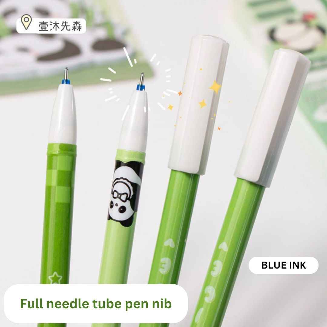 12 Pcs |0.5mm Fine Tip Panda Erasable Gel Pens | Cute Panda Design | Smooth Writing | Blue Ink | Ideal for Kids, Students & Gifting Women Girls Boys Office School Supplies (Panda-Blue Ink) - Needsly