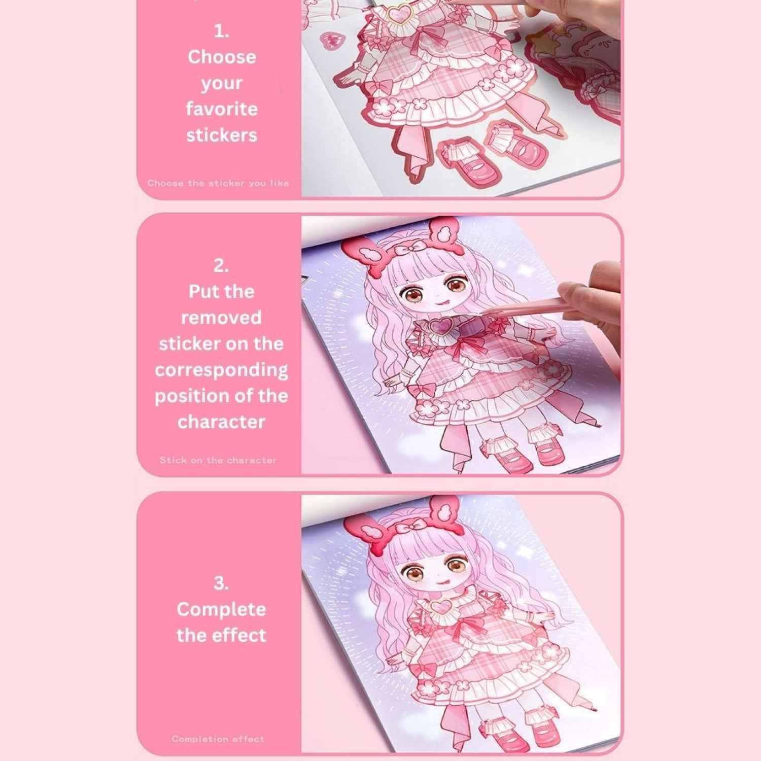 Cute Cartoon Princess Dress-Up Sticker Book | Change Makeup & Outfit Stickers for Kids (Pack of 6) - Needsly