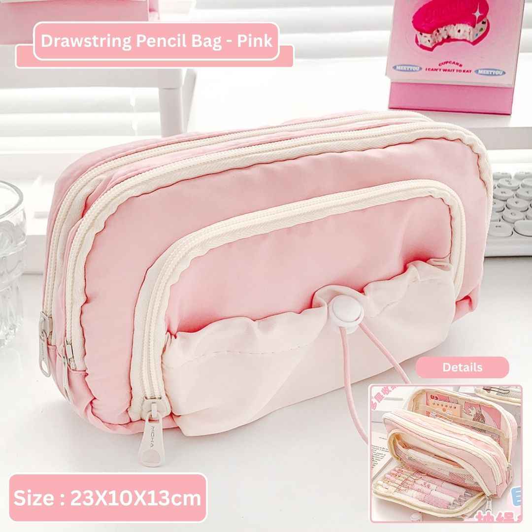 Pencil Case Stationery Items for Girls and Boys, Pen Pencil Pouch for School College and Office, Organize Makeup Cosmetic, Aesthetic Cute Stationary Box Pink - Needsly
