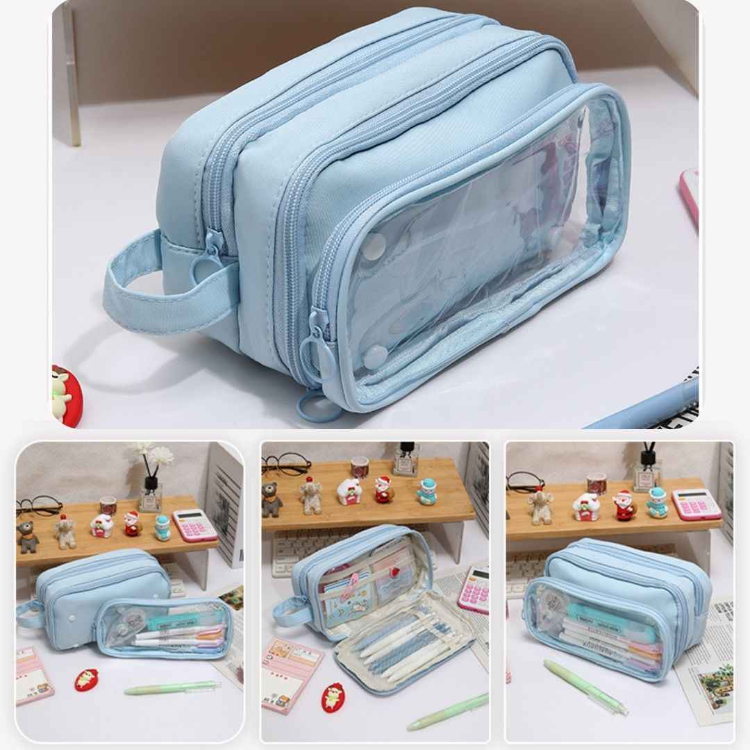 Pencil Box Pouch for School Kids Girls & Boys Aesthetic | Multi-Purpose Pencil Case - Portable Stationery Organizer for Pens, Markers & Beauty Essentials - Ideal for Office Desk Storage - Needsly