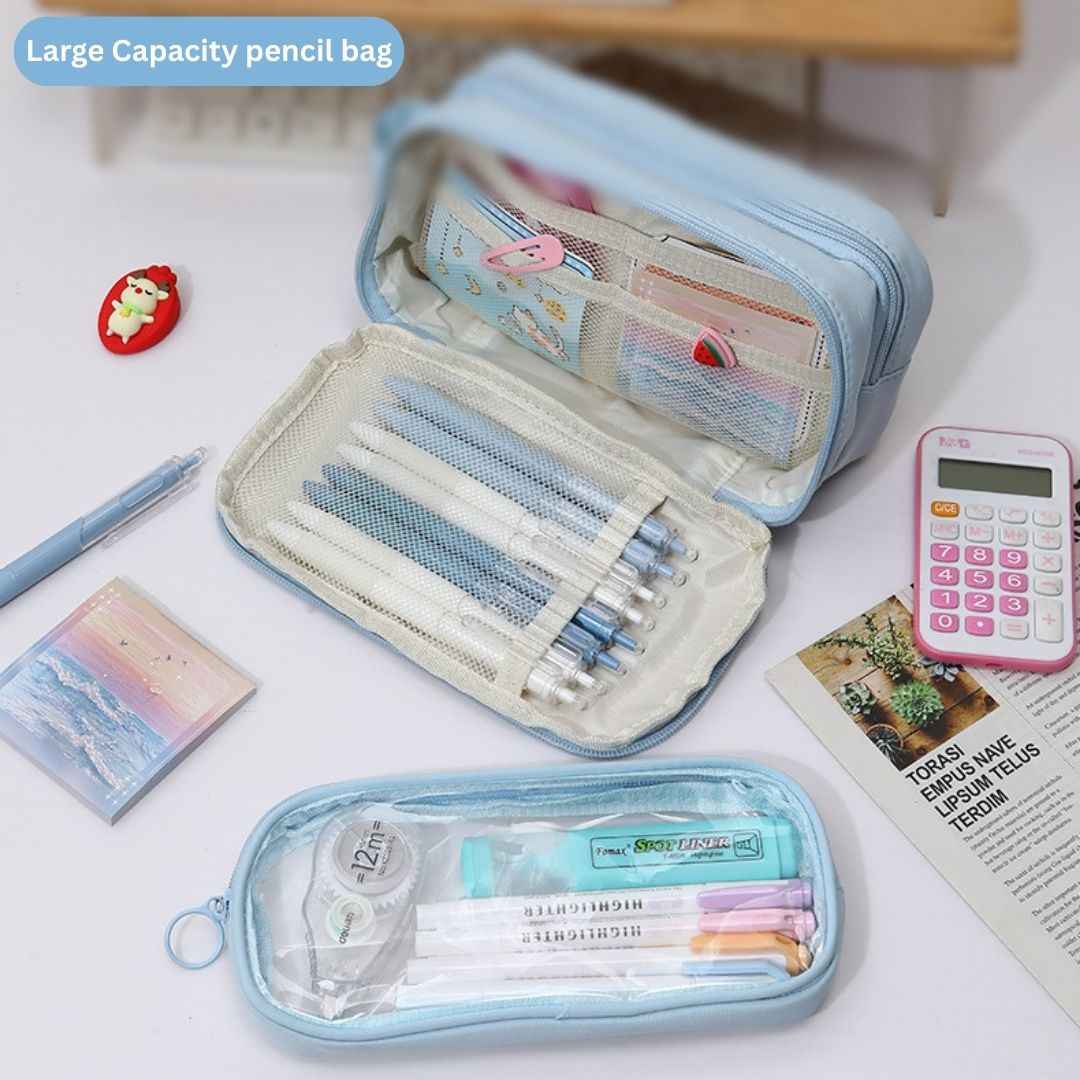 Pencil Box Pouch for School Kids Girls & Boys Aesthetic | Multi-Purpose Pencil Case - Portable Stationery Organizer for Pens, Markers & Beauty Essentials - Ideal for Office Desk Storage - Needsly