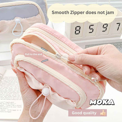 Pencil Case Stationery Items for Girls and Boys, Pen Pencil Pouch for School College and Office, Organize Makeup Cosmetic, Aesthetic Cute Stationary Box Pink - Needsly