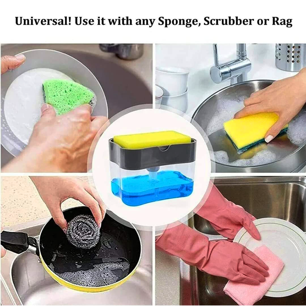 Dish Soap Dispenser with Sponge Holder for Kitchen Sink - Needsly