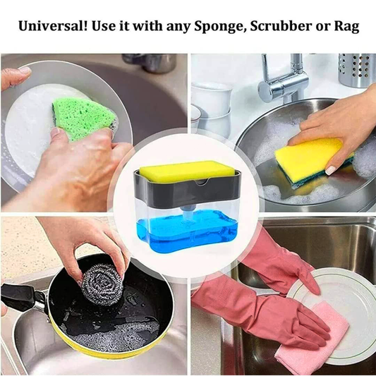 Dish Soap Dispenser with Sponge Holder for Kitchen Sink - Needsly