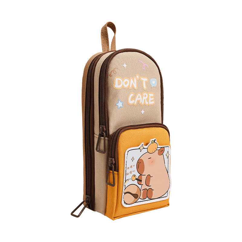 Large Capacity Multipurpose Pencil Case for Kids | Stylish Zipper Pouch & Stationery Organizer | Ideal Pencil Box for Boys, Girls & Students | 3 Layer Pencil Pouch (CAPYBARRA Theme Style) - Needsly